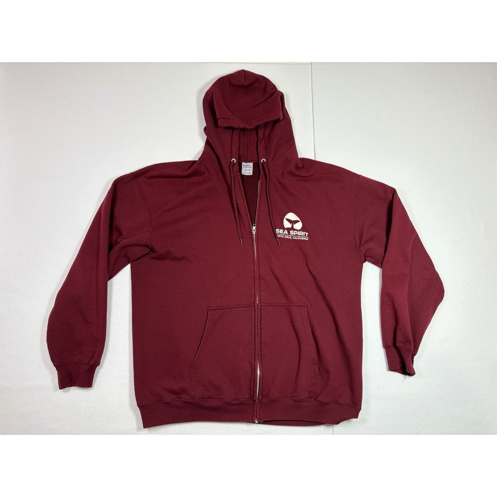 Port & Company Sea Spirit Santa Cruz California Zip Hoodie Maroon Mens 2XL